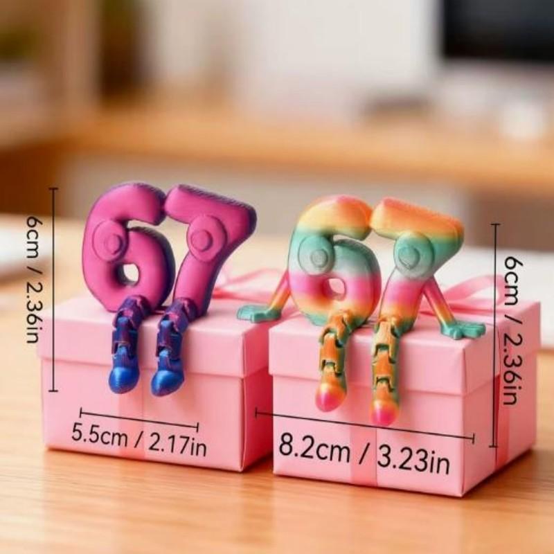 4pcs Package Colorful 67 Partners Movable Joints Number Figurine Desktop Ornament