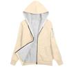 Women's Retro Color Block Fleece-Lined Hooded Cardigan - Slimming, Casual, Loose Fit, Perfect for Autumn/Winter Warmth.