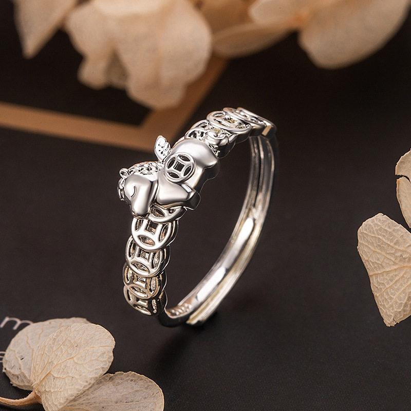 Year Of The Horse Ring Simple Coin Opening Adjustable Ring High-End Feel Zodiac Year Gift Accessories