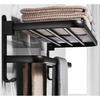 Wall-mounted Towel Rack - AIMOONSA - 40 Cm - Foldable Double Layer - Anti-corrosion Aluminum - Matte Black