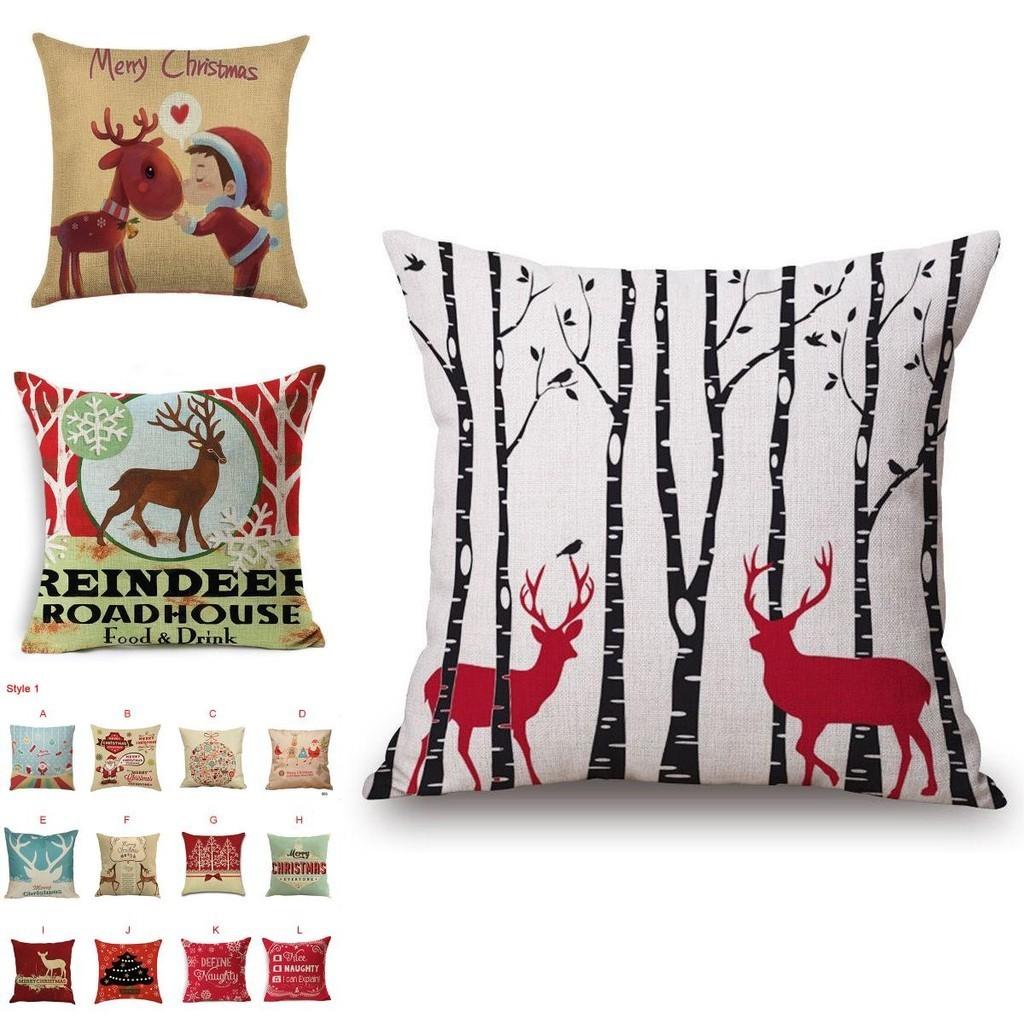 Festliche Weihnachten Xmas Leinen Kissenbezug mit elegantem einseitigem Druckdesign