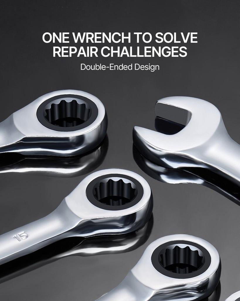 Combination Wrench Set 30 PCS SAE 1/4" to 1", Metric 8-24mm Organizer Rack