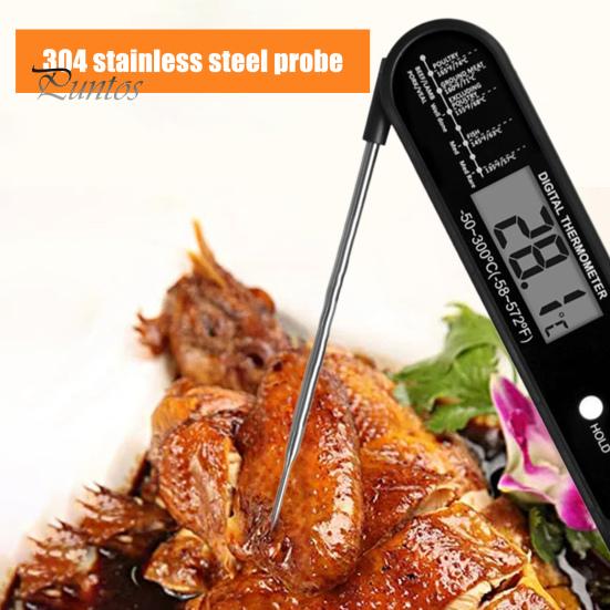 Lebensmittelthermometer, leicht ablesbares digitales Fleischthermometer, wasserdicht, faltbar, Kochthermometer für die Küche zu Hause