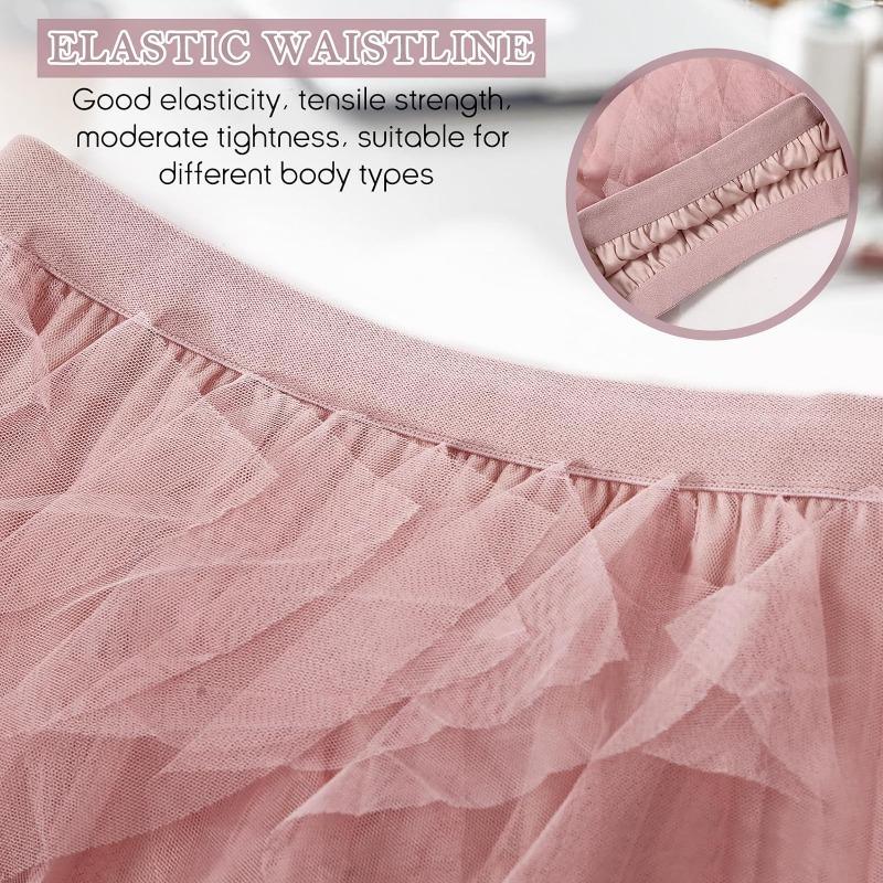 1pcs Women Tulle Skirts Layered Tutu Skirt Midi Length Elastic High Waist A Line Skirt