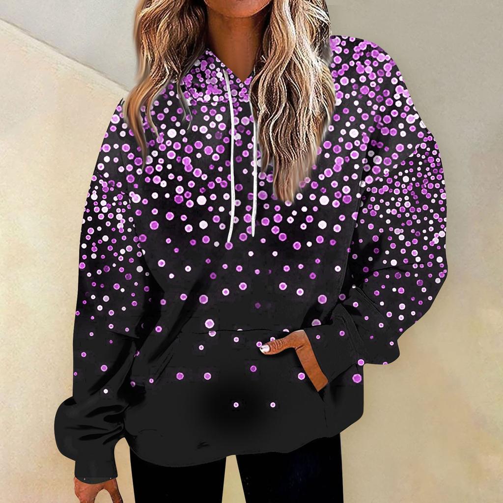 Women's Fashion Sweatshirt Printed Casual Hooded Sweatshirt With Pockets