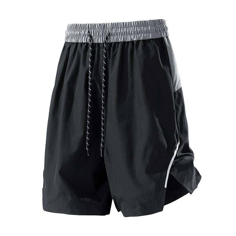 Men's Quick Dry Athletic Shorts - Color Block Drawstring Running Shorts with Reflective Stripe Detail