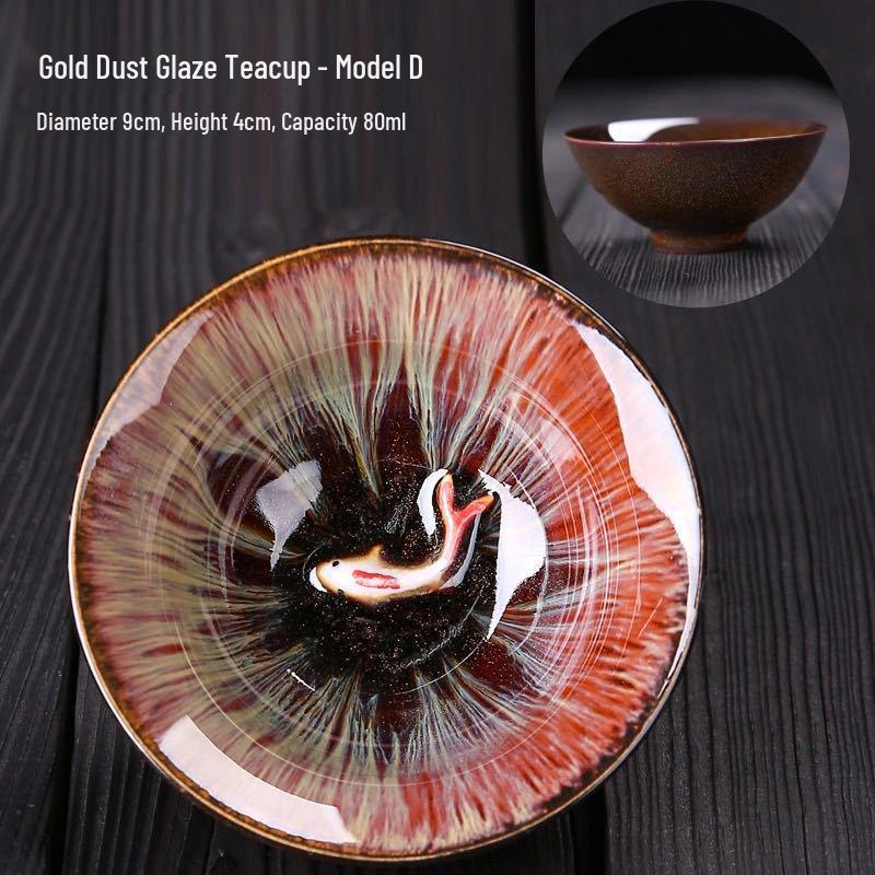 Jian Zhan Kiln-Change Ceramic Sand Gold Tea Cup - Hat-Shaped Tea Tasting Bowl