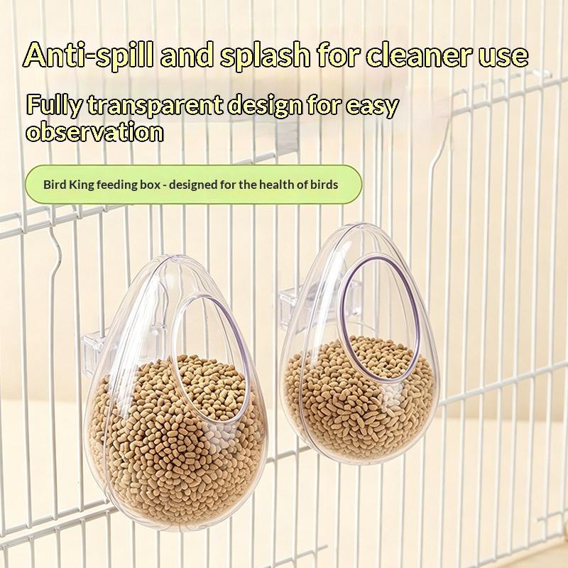 1PcsWall Hanging Bird Food Cup Anti Splashing Transparent Bird Feeding Bowl Detachable Plastic Parrot Feeder Drinker