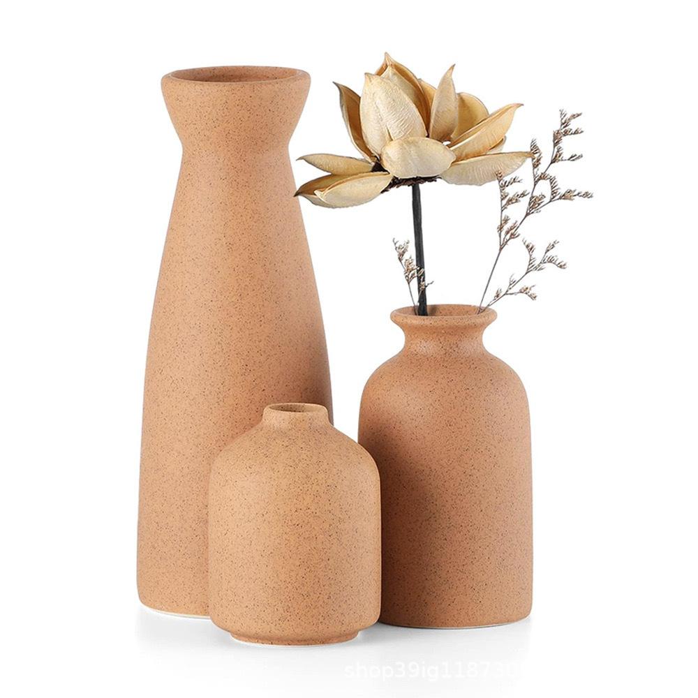 Ceramic Vase White Three-piece Set Ornament Creative Dried Flower Hydroponic Home Living Room Flower Arrangement Modern