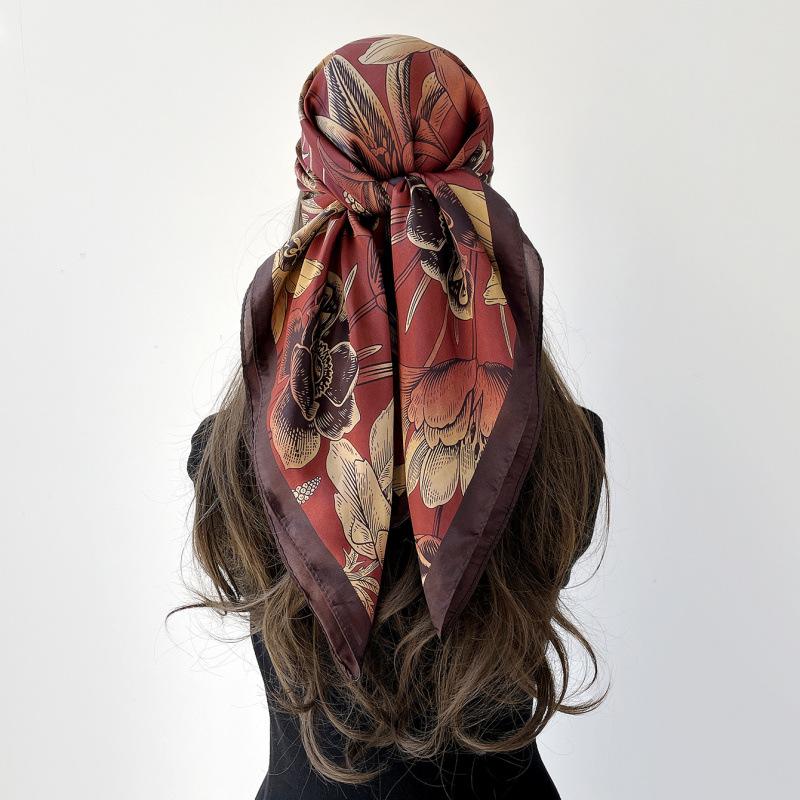 Headscarf Silk Scarf 90cm Women's Headscarf New Versatile Satin Thin Large Square Scarf