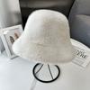 Nuevo Sombrero de Pescador de Felpa para Mujer Invierno Cálido Pelo de Visón Sintético Sombrero de Copa Moda Versátil Sombrero Cubo Muestra Cara Pequeña