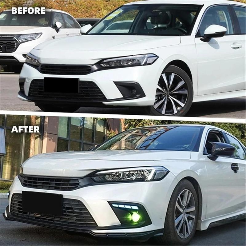 ABLZ-LED Daytime Running Lights ( DRL ) Amber Turn Signal Light Blue Low Light Fog Light For Honda Civic 11Th