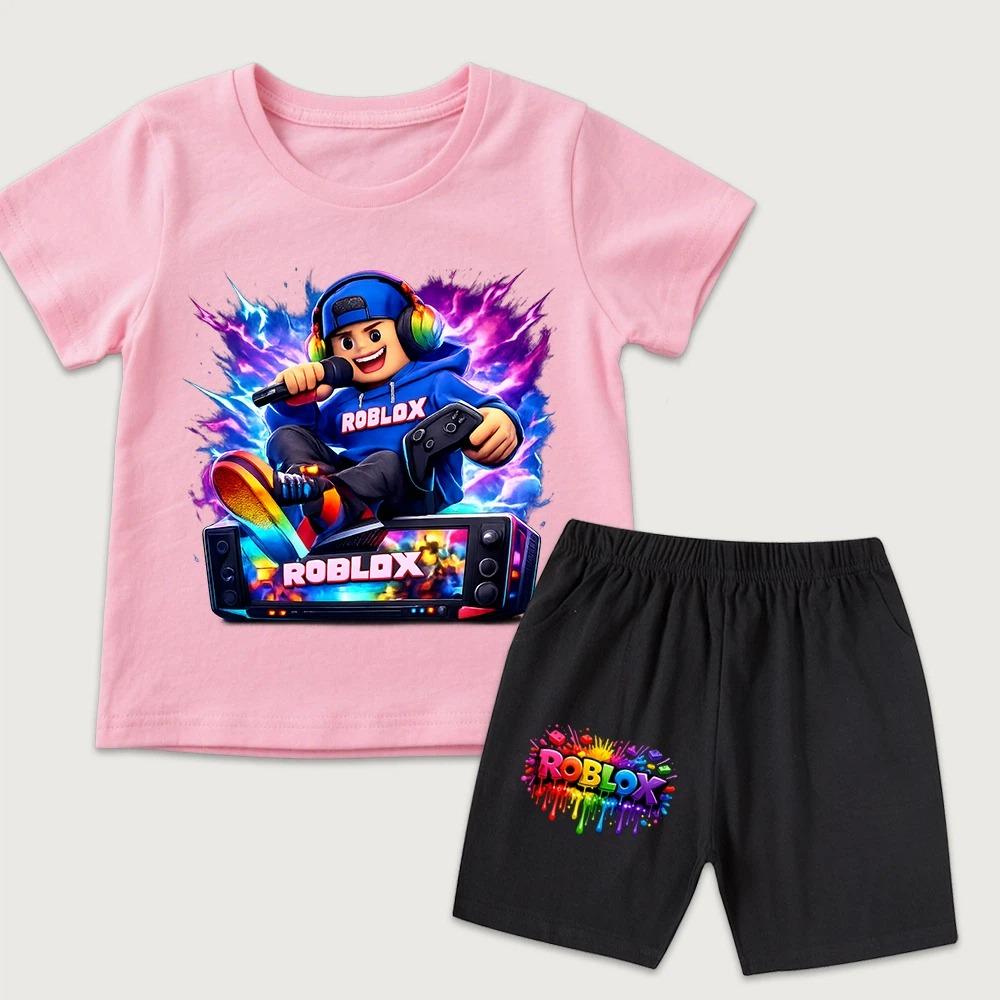 

Cartoon Game Character Boys Girls Printed Kids T-shirt and Shorts 2 Piece Set Summer Casual Outfit for Boys and Girls Childrens Clothing 100