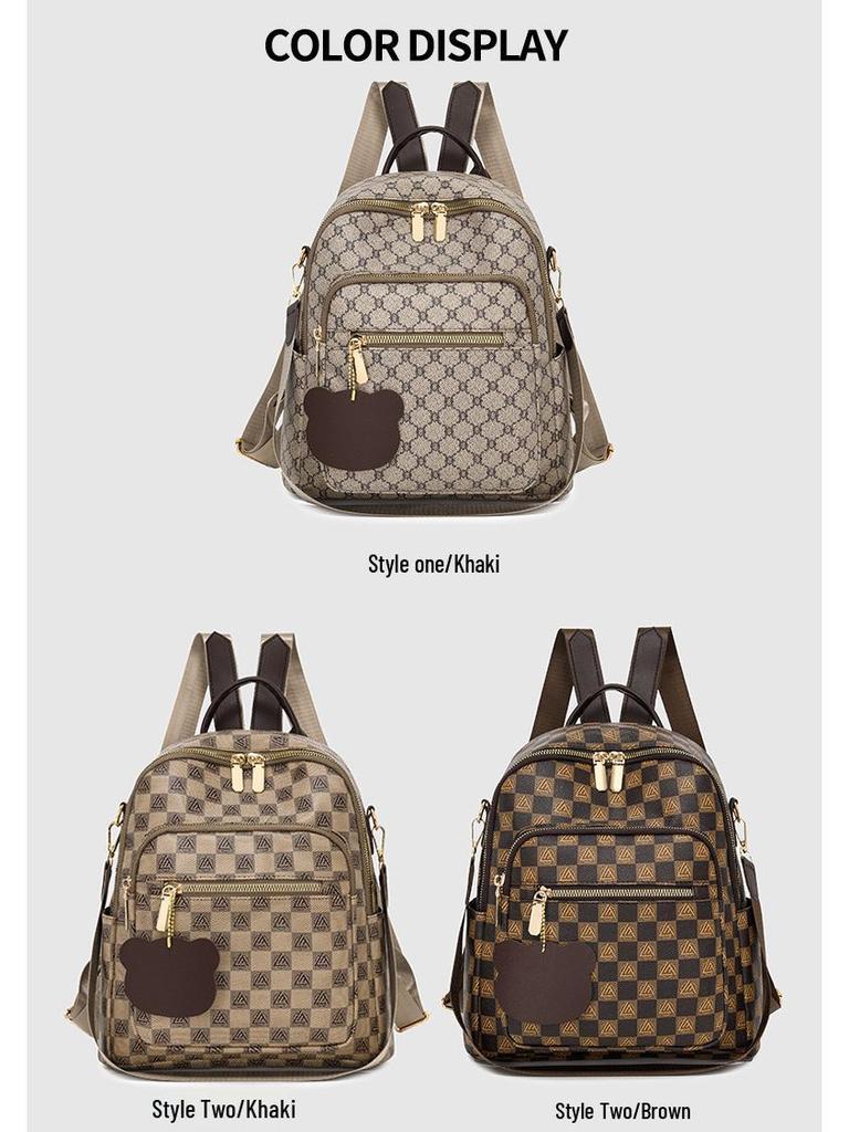 Damenmode Rucksack mit großem Fassungsvermögen und Print für den lässigen Pendelverkehr und die Nutzung im mittleren Alter