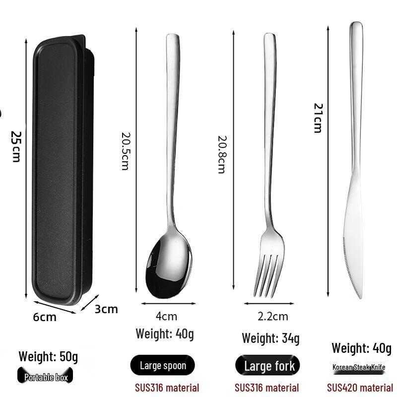 Abay 316 Stainless Steel Portable Cutlery Set with Storage Box