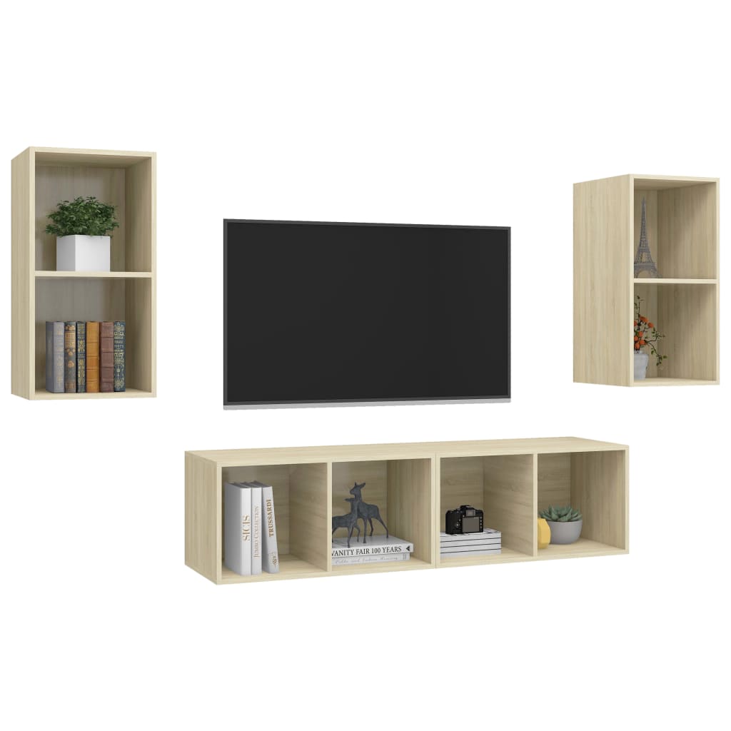 TV Wall Cabinets Set 4 Pcs Sonoma Oak Effect Particleboard