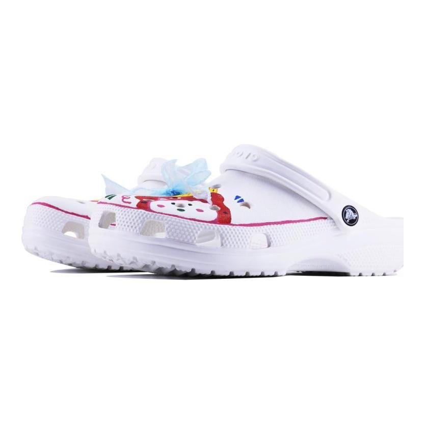 Crocs Classic Clog SDS Cat Head EVA Hand-Drawn Series Cute Sweet Hole Shoes Cartoon Home Casual Beach Hole Sandals Unisex White