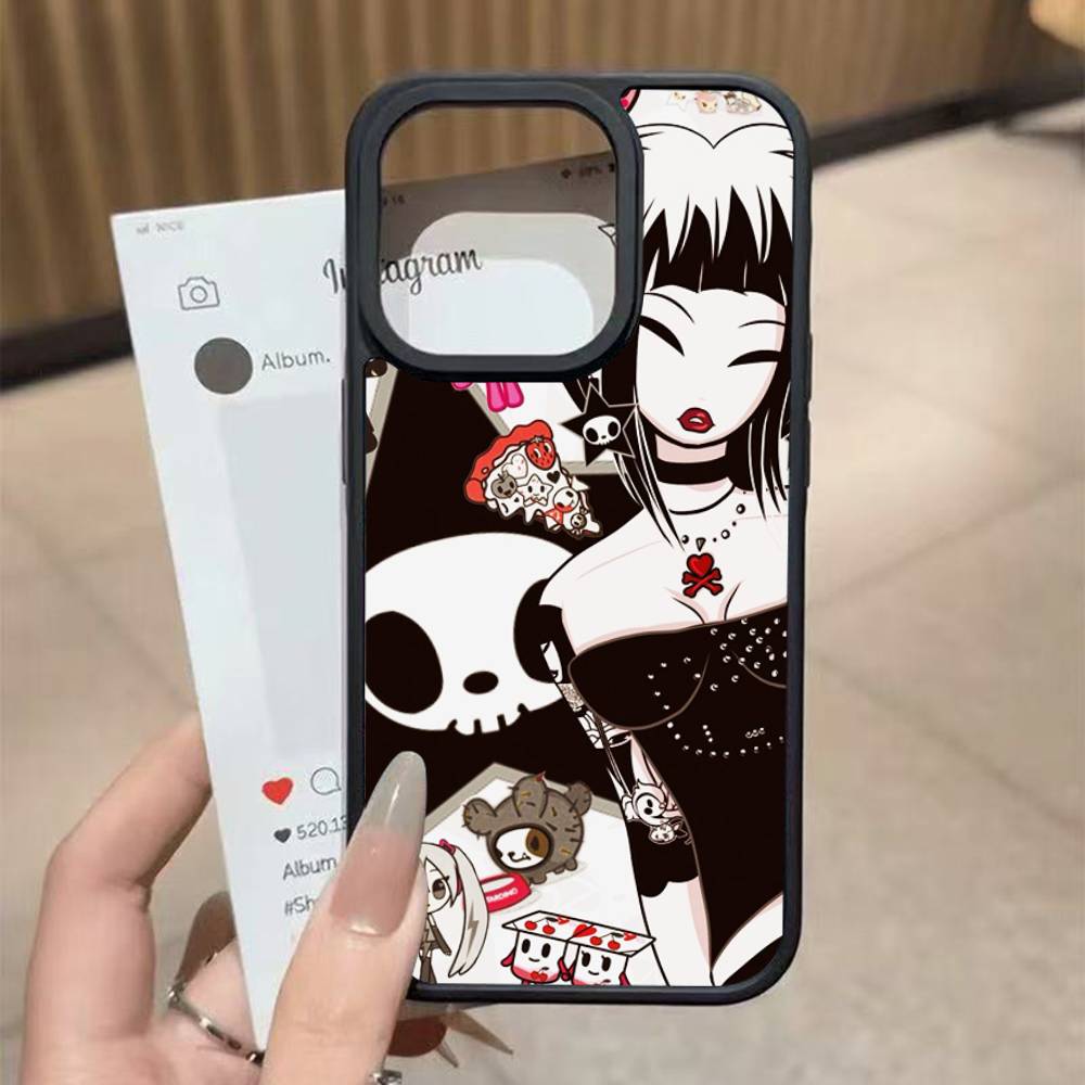 Japan T-Tokidokis Black Silicone Hard Plastic Phone Case For Iphone 17 Air 16 15 14 13 12 11 Pro Max PC+TPU Case