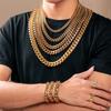 Mens Geometric Cuban Link Chain Titanium Steel Hip Hop Necklace Multi-size Round Polished