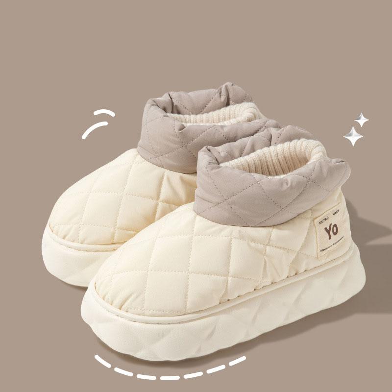 

Зимние ботинки для женщин, водонепроницаемые ботинки для снега, женские теплые утолщенные ботинки из плюша с подкладкой из хлопка, женские ботинки на толстой платформе и ботильоны 36-37 бежевый