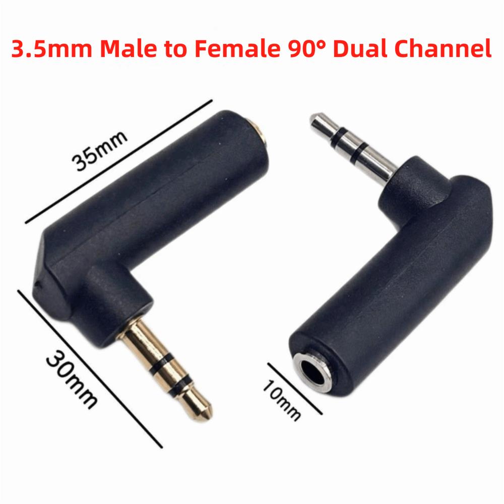 10PCS Male To Female 3.5mm Audio Adapter 90 Degree Right Angle AUX Connector  for Headset