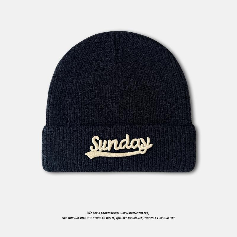 Autumn and winter alphabet wool hat femininity versatile ear protection knitted hat new face small warm cover hat men