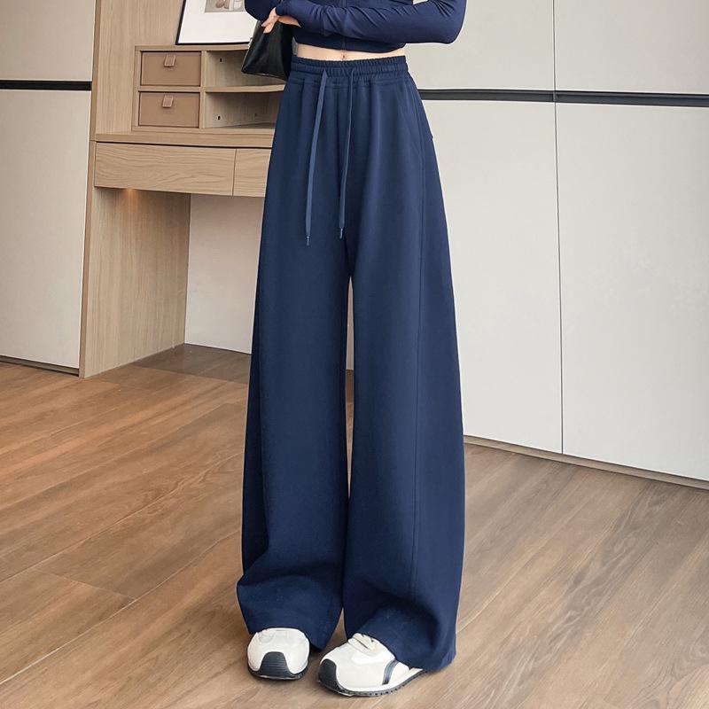 

Women s Spring High-Waist Smoke Gray Wide-Leg Sweatpants - Slimming Loose Fit Extra Large