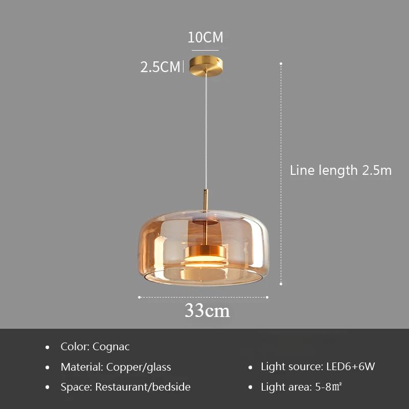 Glass Pendant Light Light Luxury Pendant Lamp Deco Led Hanging Light Fixtures Bedroom Modern Luminaire Suspension Lamp