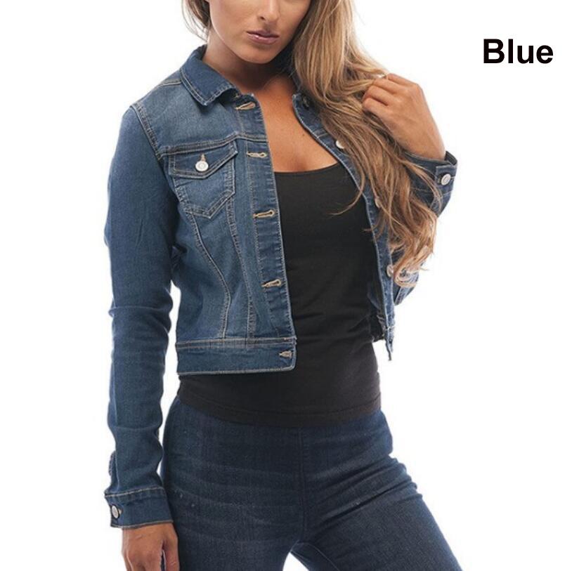 Новая женская эластичная классическая джинсовая куртка, модная женская ...