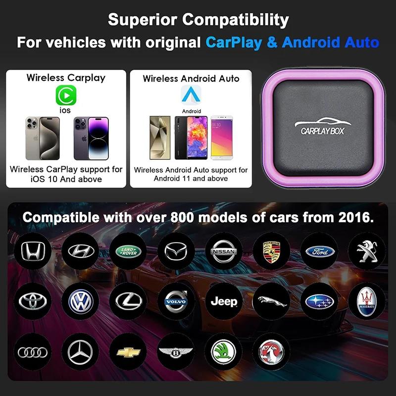 Android14 Wireless Carplay AI Box Android Auto Adapter 2/3IN1 WiFi TF Card For  Youtube Netflix Car Intelligent Systems 5GWiFi