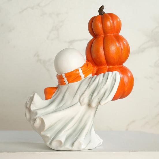 Halloween Ornament Ghost Hug Pumpkin Shape Resin Statue Halloween Table Shelf Office Desktop Decoration
