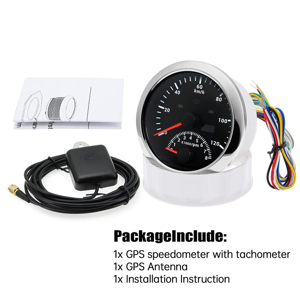 HD 200KM/H 120KM/H Universal 2 in 1 85mm Digital Car GPS Speedometer With Tachometer 0-8000RPM Tacho Sensor for Marine Boat Car Speedometers 1