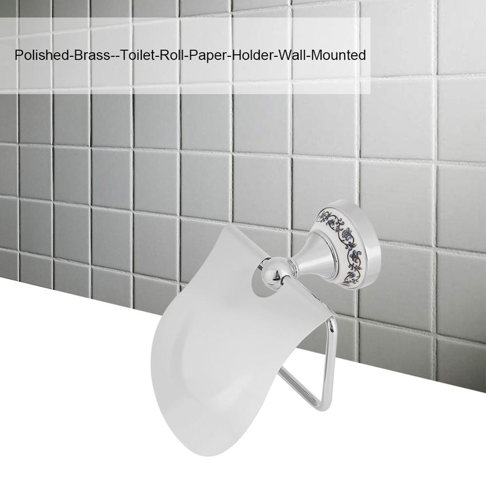 1PC Polished Bathroom Toilet Roll Paper Holder Rack Wall Mounted Tissue Cover Gold