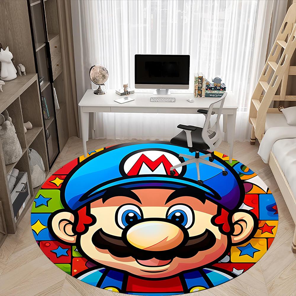 1pc Mario Party Office Round Area Rug, Indoor Mat Suitable For Office, Bedroom Living Room Home Decor, Room Deco,  Offic a0926211