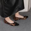 Fashion 2025 NEW Spring Women Flats Square Toe Low Heel Genuine Leather Shoes for Women Mary Janes Shoes Leopard Print Ladies Shoes