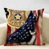 Emblem Usa Fire Police Military Cushion Cover Natural Linen Organic Fabric DoubleSided Printing Room Sofa Decor Pillow Case
