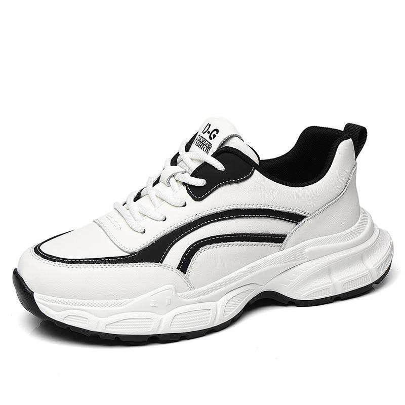 Fashion Autumn Winter Cowhide Platform Men's Sneakers Fashion Soft-soled Casual Men Running Shoes Designer White Male Sports Shoes