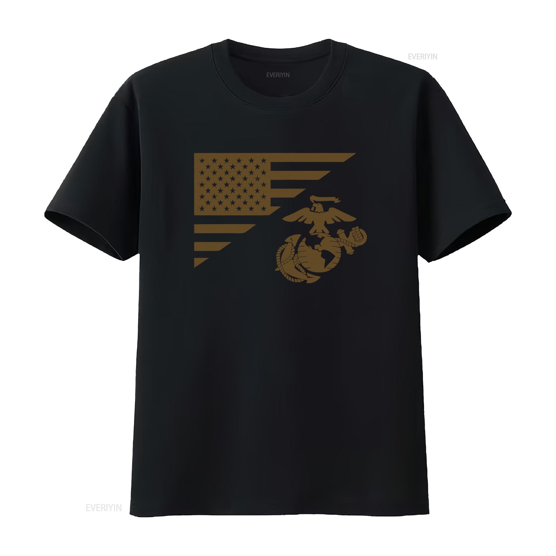 

USMC Globe Anchor USA Flag T Shirt for US Marines Patriotic American Design vintage Washed Stretched Breathable Slightly Casual 4XL