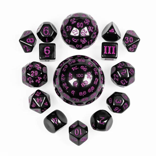 Kostki rpg czarno-fioletowy zestaw 15 kości kostek