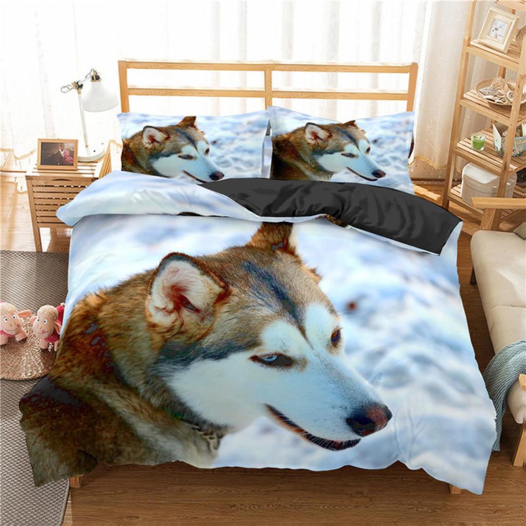 Boys Girls Duvet Covers Puppy Dog Husky Pattern White Duvet Children Cute Dog for Bedroom Decoration Dog Lovers Gifts Queen King