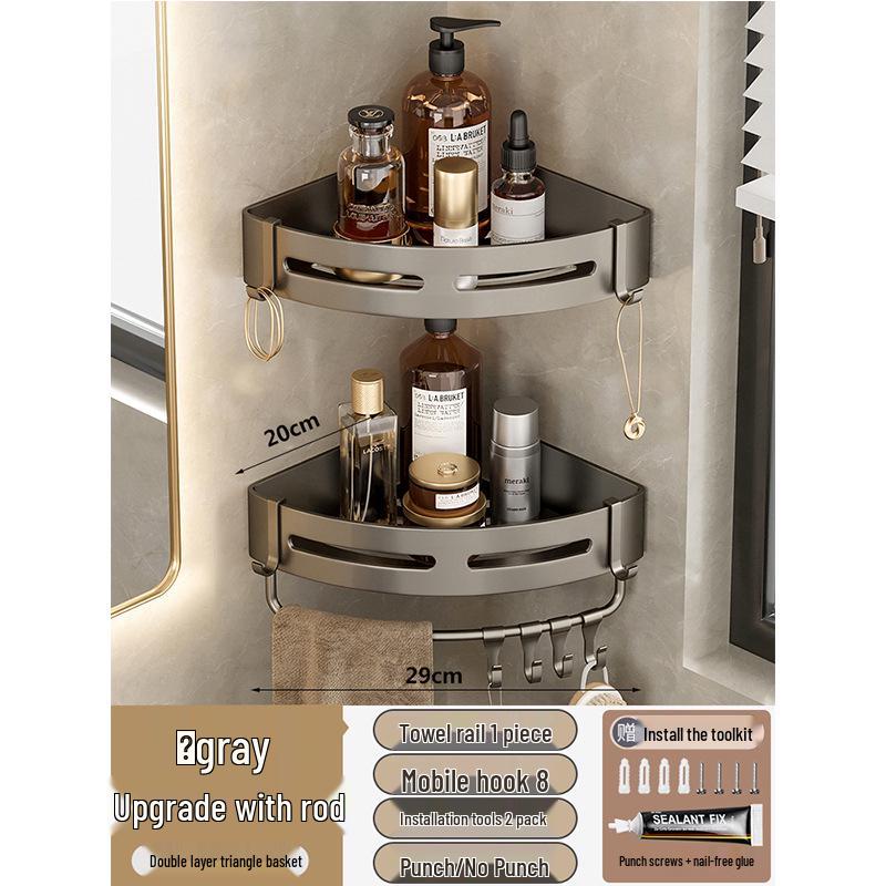 Punch-Free Bathroom Corner Triangle Shelf