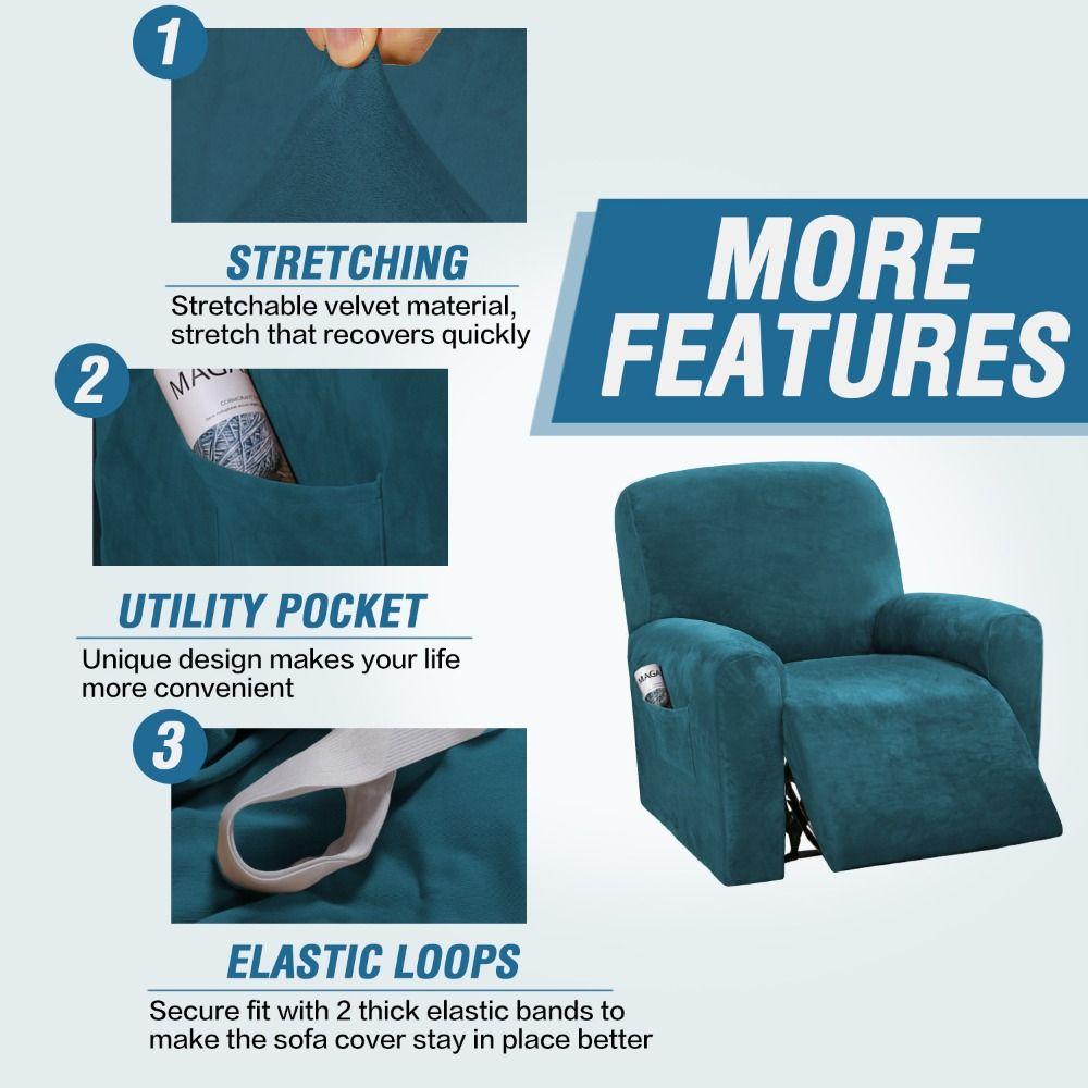 Stretchy Recliner Chair Covers Velvet Sofa Protector Thick Couch Slipcovers  Lazy Boy