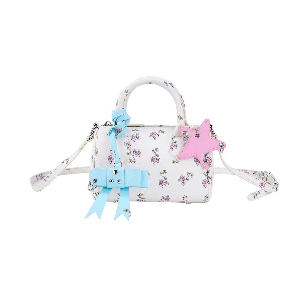 

Printed shoulder bag, bowling bag 2025 new underarm retro versatile fashion hand carry messenger bag, small bag белый