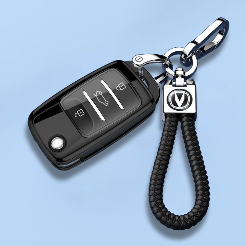 TPU Car Key Cover Changan Oushang A800 2017-2019 Manual 1.6L Elite Model Slim Foldable Design With Optional Leather Loop
