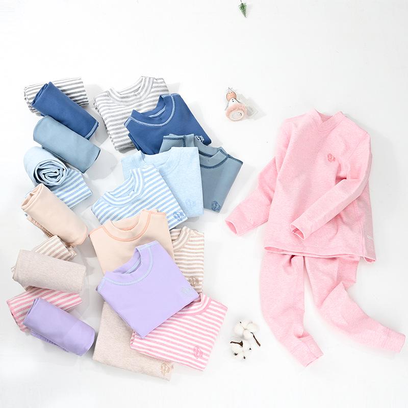 Velvet Warm Underwear Set for Junior High Teens - Half-High Collar Top & Pants