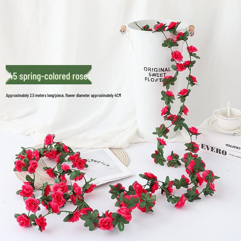 Künstliche Kirschblütenranke - Seidenblume mit 45 Rosenknospen zur Decken- oder Wandhängedekoration