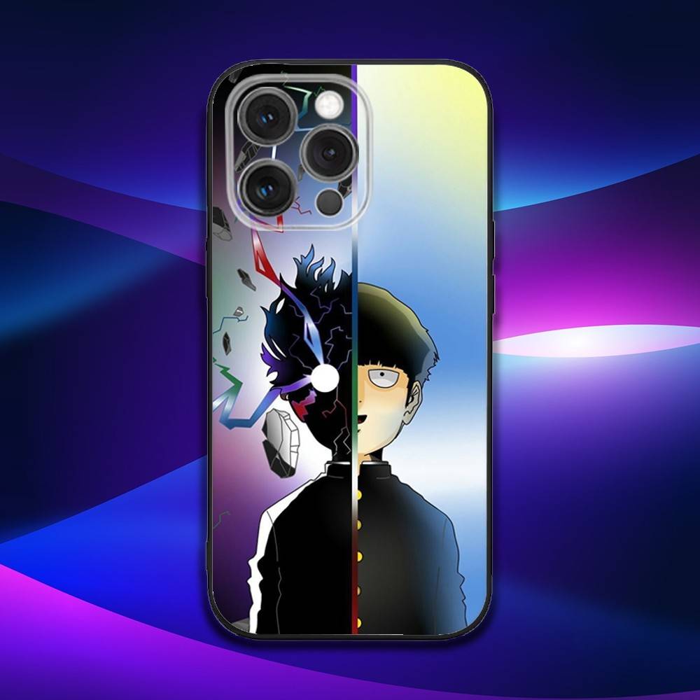 

M-Mob Psycho 100 Anime Phone Case For iPhone 16e,16,15,14,13,12,11,Pro,X,XS,Max,XR,Plus,Mini Soft Black Cover iPhone11