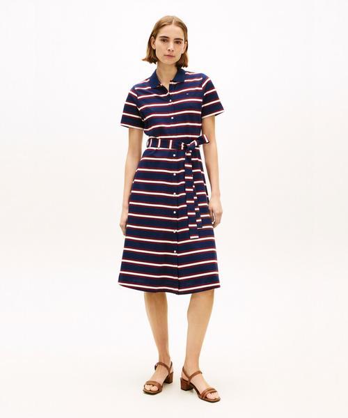 TOMMY HILFIGER Belted Pique Dress (T22G1Tdr051Wt20A4)