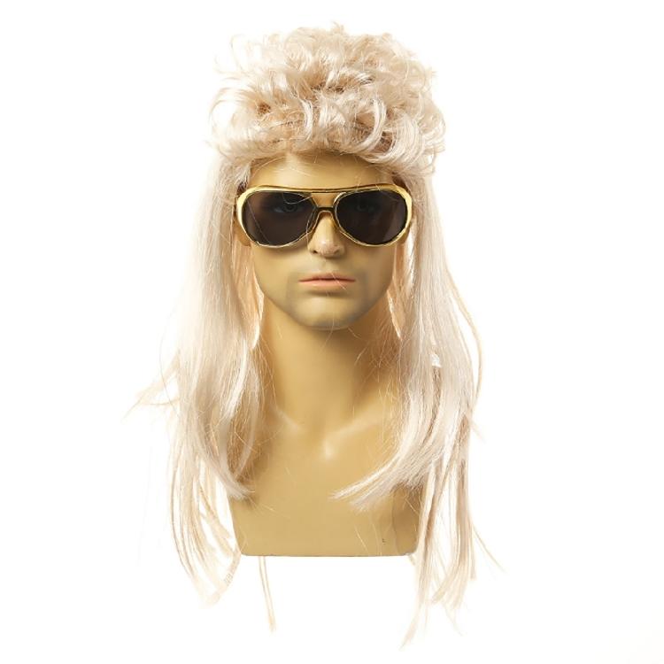 80s Disco Costume Accessories Hippie Glasses Curly Rock Wig Necklace for Unisex