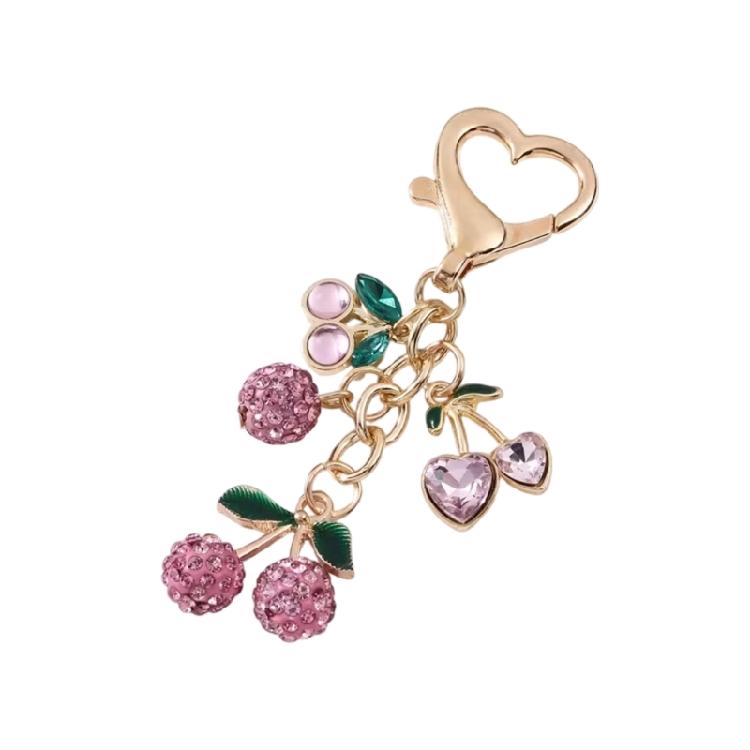 Unique Cherrys Love Lock Keychain Charm Elegant Designs Key Holder Accessory Portable for Fashionable Individuals